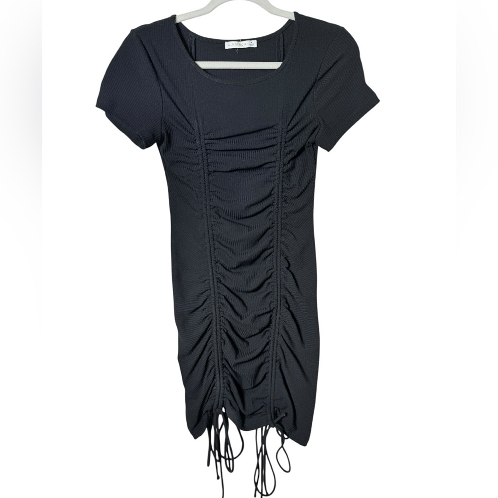 O. Vianca Elegant Black Ruched Mini Dress